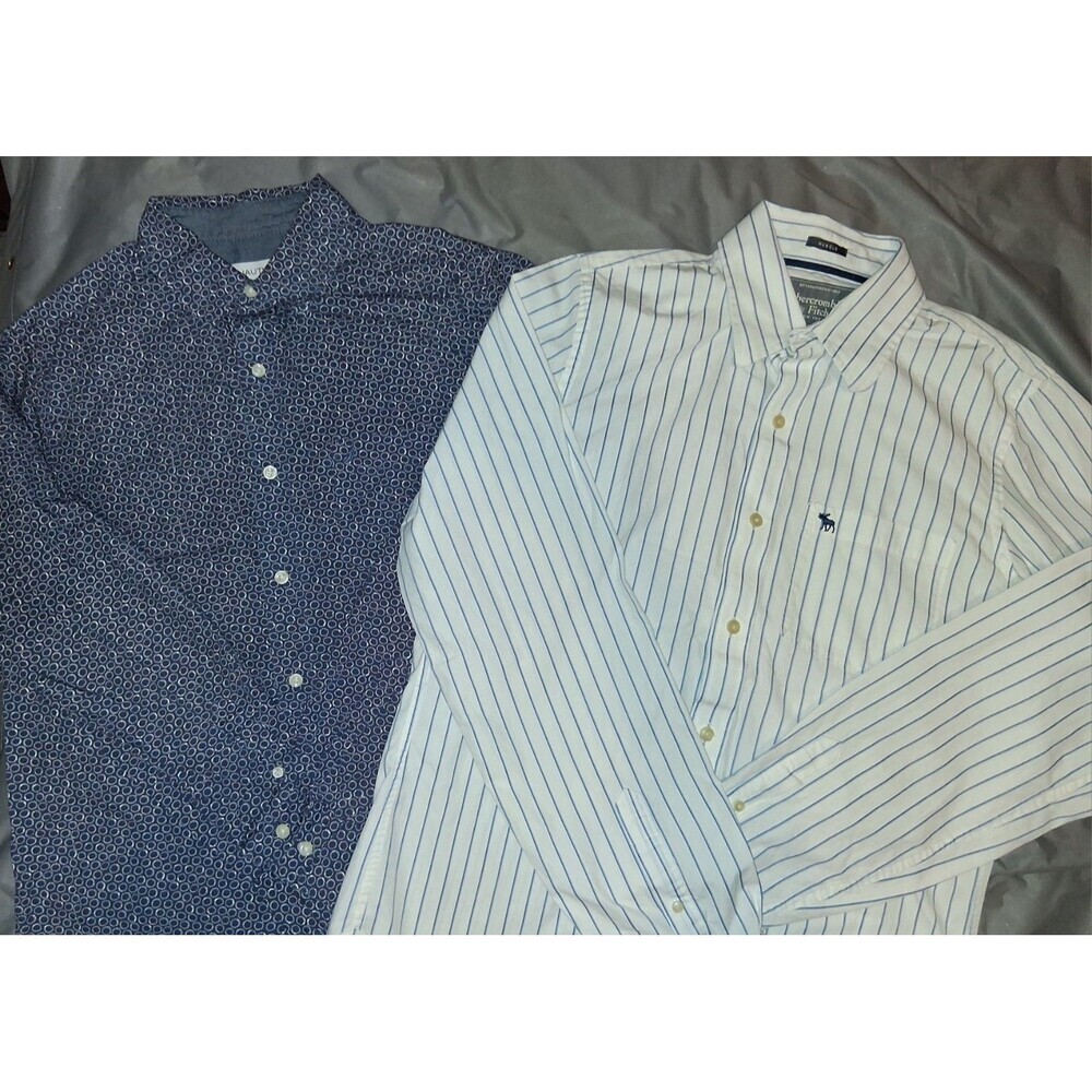 2 pc Mens Button up shirts-(MEDIUM)Abercrombie & Fitch + Nautica